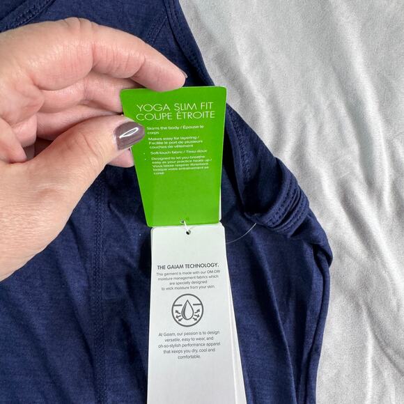 Gaiam Womens Energy Yoga Slim Fit Tank sz XL Maritime Blue Heather New with Tags - Picture 7 of 10